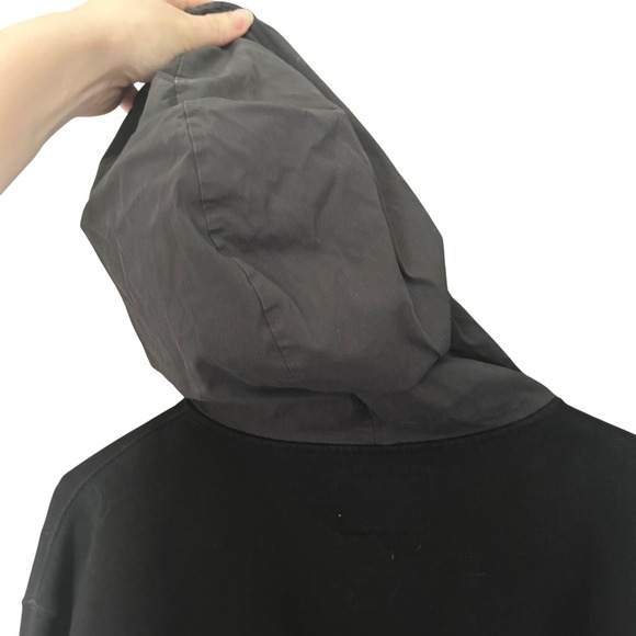 Champion Hoodie Men's L - Rare - Nylon Panel Double Hood Logo Black - Picture 4 of 6